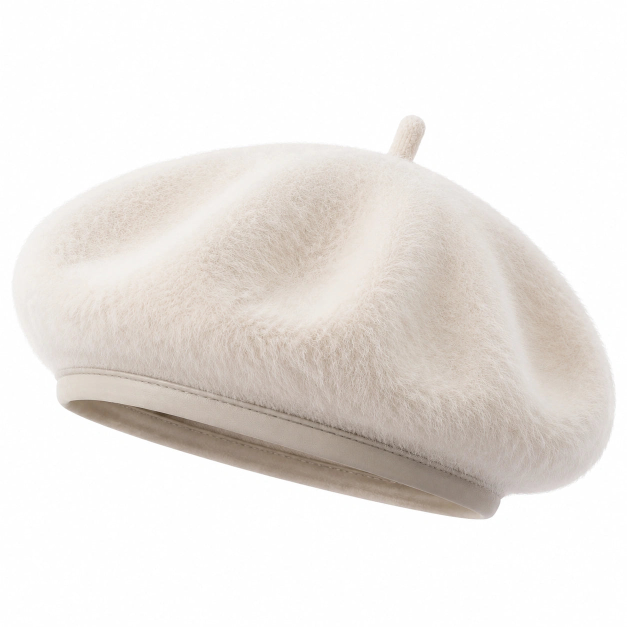 Basco da donna taglia unica in tessuto effetto pelliccia beige stile casual