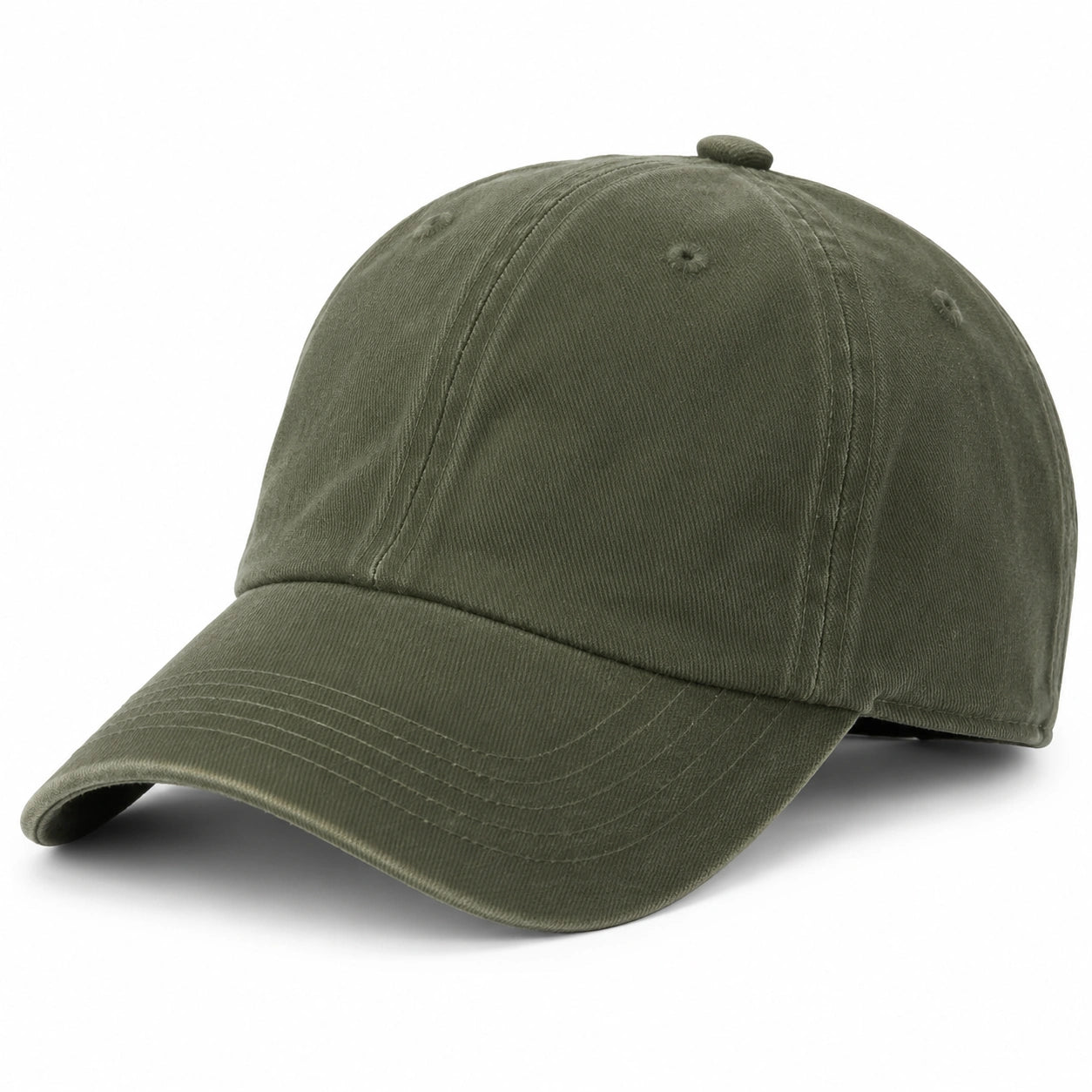 Cappellino da baseball taglia unica in tessuto verde oliva con visiera curva regolabile
