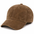 Cappellino da baseball taglia unica marrone effetto scamosciato con visiera curva regolabile