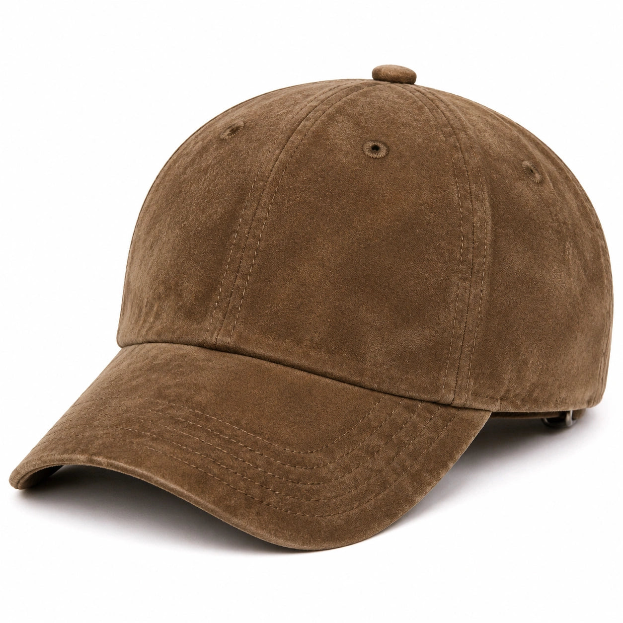 Cappellino da baseball taglia unica marrone effetto scamosciato con visiera curva regolabile