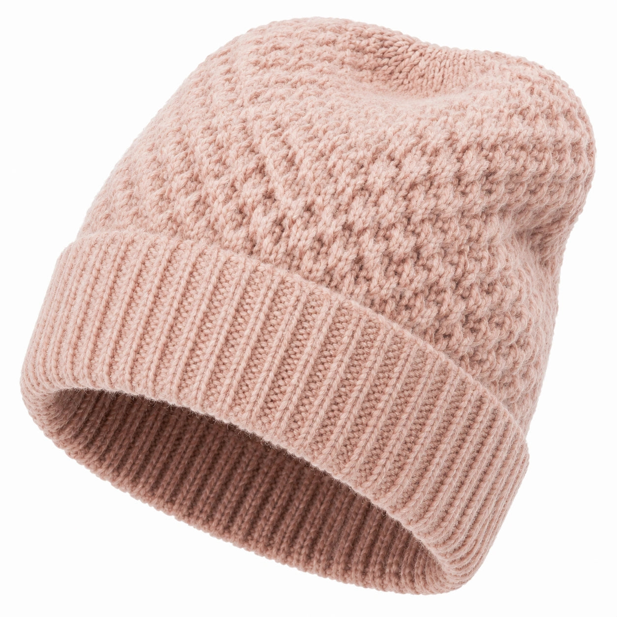 Cappello in maglia taglia unica rosa con risvolto per uso quotidiano