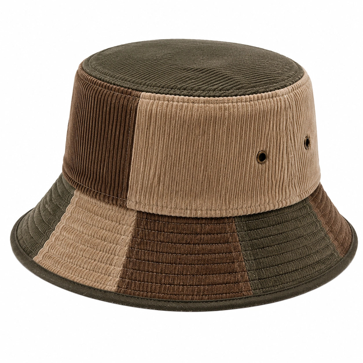 Cappello da pescatore taglia unica in velluto a coste marrone beige verde - stile casual
