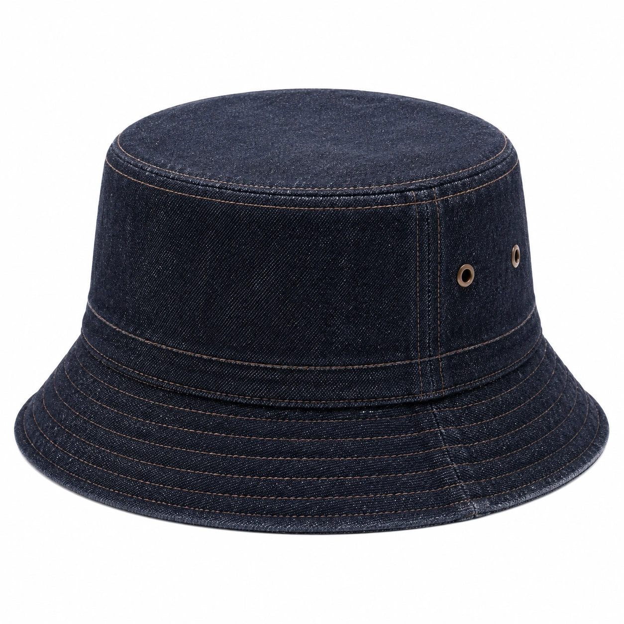 Cappello pescatore taglia unica in denim blu scuro con occhielli traspiranti