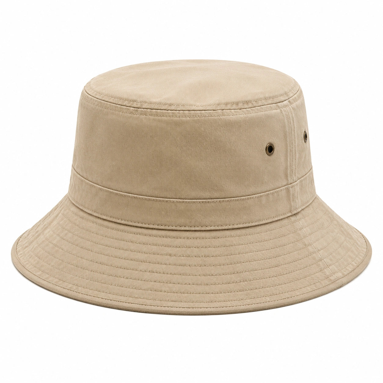 Cappello pescatore taglia unica in tessuto beige con tesa ampia