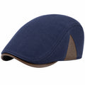 Cappello piatto taglia unica in tessuto blu navy e marrone - stile casual per uomo