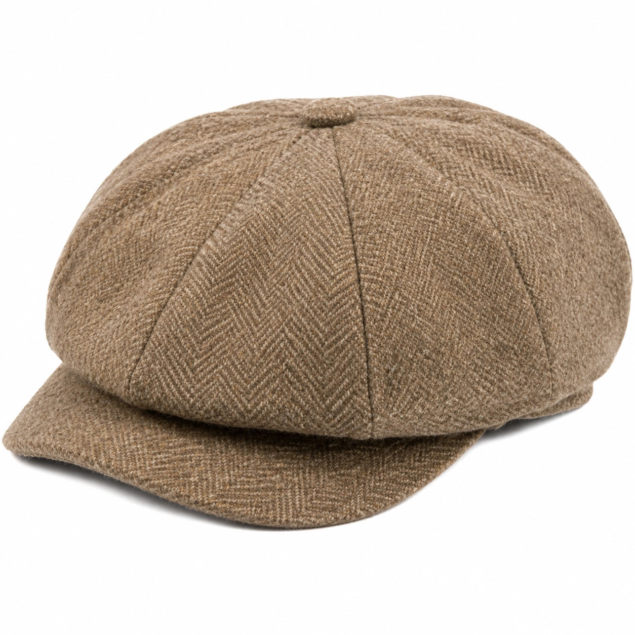 Cappello coppola taglia unica in tessuto marrone con motivo spigato stile classico