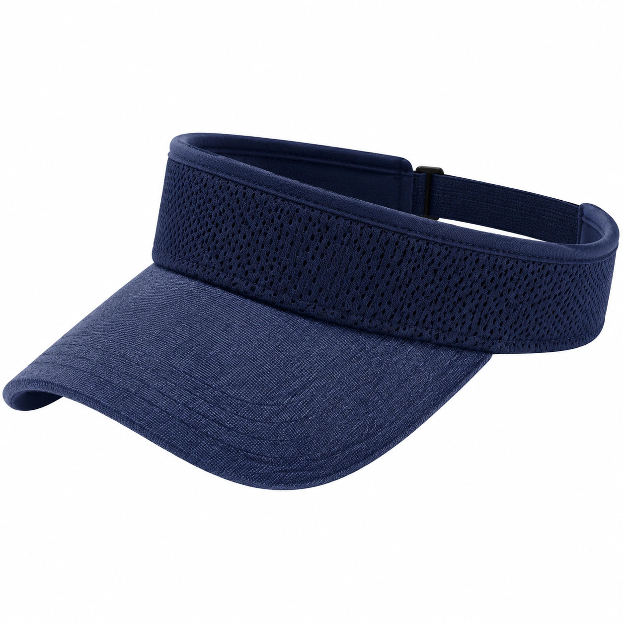 Visiera sportiva taglia unica in tessuto blu navy traspirante regolabile
