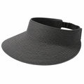 Visiera parasole taglia unica in fibra intrecciata nera - cappello estivo regolabile